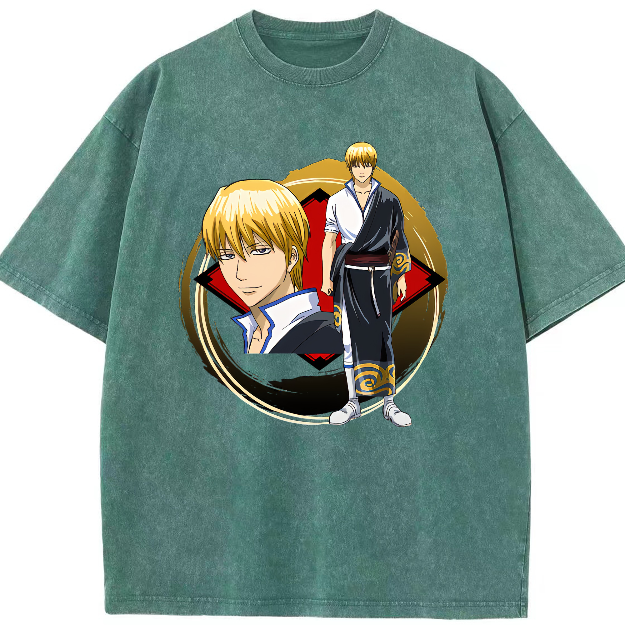 （画像用） ぎんたま 坂田銀時（さかたぎんとき） 神楽 志村新八（しむら しんぱち） GINTAMA Sakata Gintoki Kagura Shimura Shinpachi 綿100% ヴィンテージ風 半袖Tシャツ（フロントプリント）